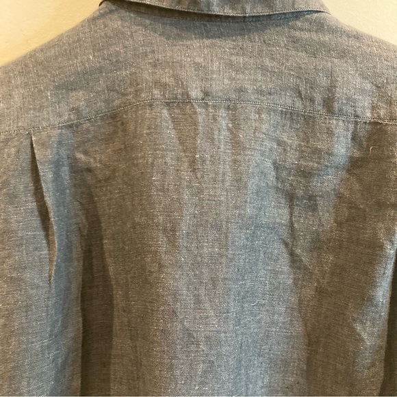 HOLT RENFREW Sz M 100% Linen Button  Down Shirt - Picture 6 of 7